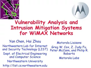 Vulnerability Analysis and Intrusion Mitigation Systems for WiMAX Networks