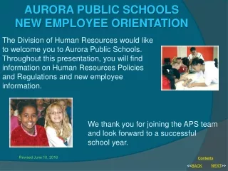 AURORA PUBLIC SCHOOLS  NEW EMPLOYEE ORIENTATION