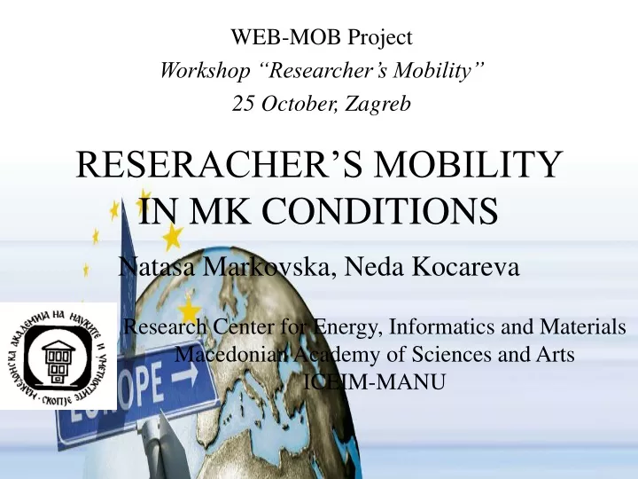 reseracher s mobility in mk conditions