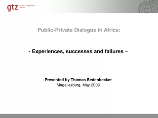 Public-Private Dialogue in Africa: