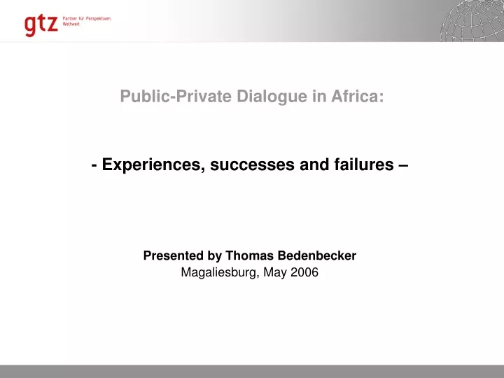 public private dialogue in africa