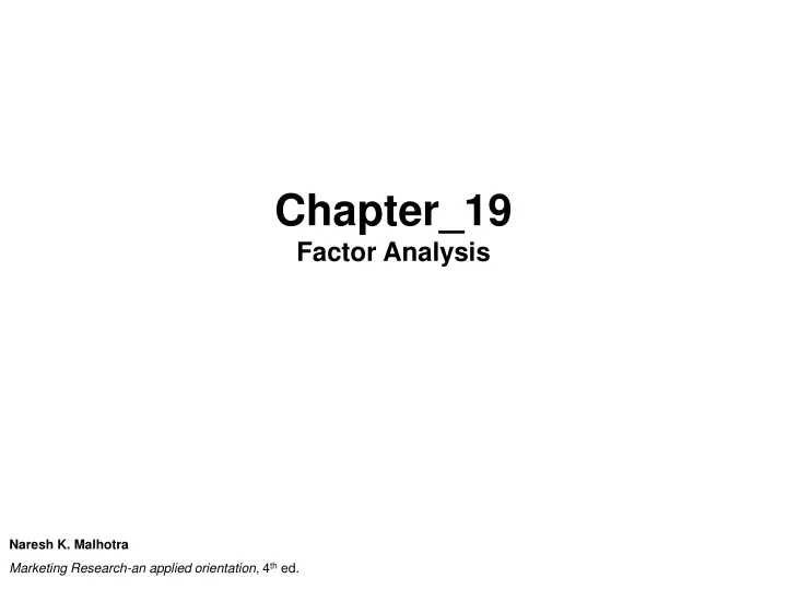 chapter 19 factor analysis