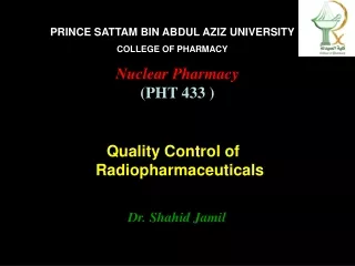 Quality Control of Radiopharmaceuticals
