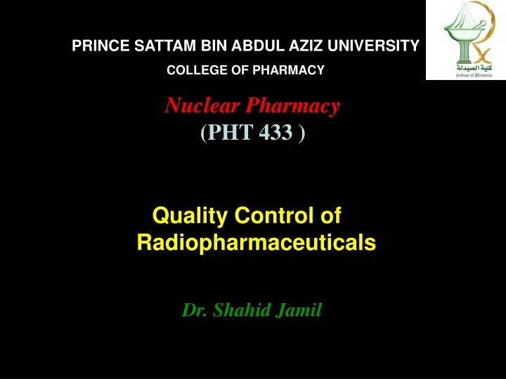 quality control of radiopharmaceuticals