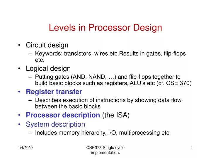 levels in processor design