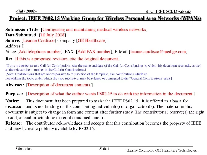 project ieee p802 15 working group for wireless