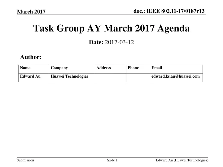 task group ay march 2017 agenda