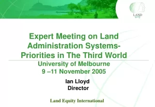 Expert Meeting on Land Administration Systems-  Priorities in The Third World