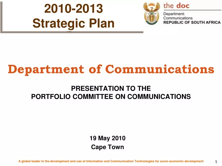 department of communications presentation to the portfolio committee on communications