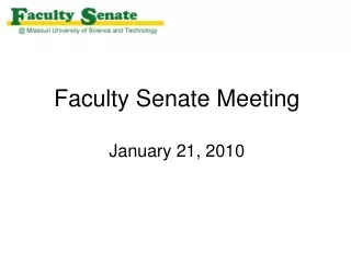 Faculty Senate Meeting January 21, 2010