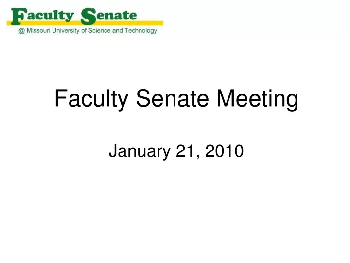 faculty senate meeting january 21 2010