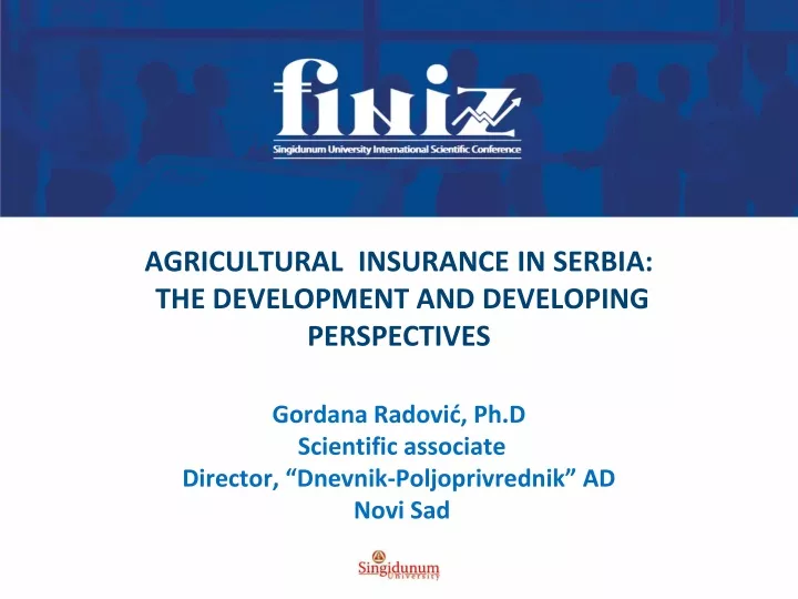 agricultural insurance in serbia the development and developing perspectives