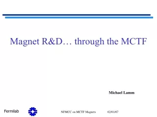 Magnet R&amp;D… through the MCTF