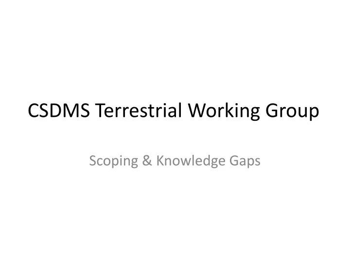 csdms terrestrial working group