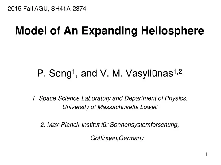model of an expanding heliosphere