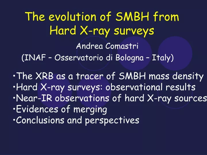 the evolution of smbh from hard x ray surveys