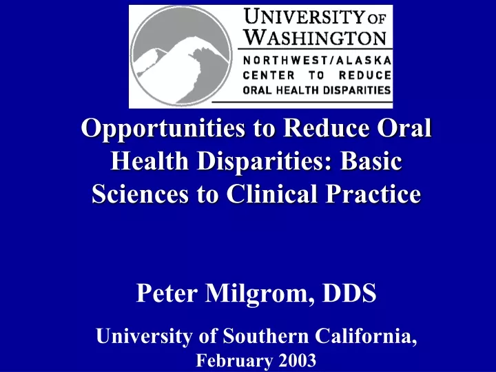 opportunities to reduce oral health disparities