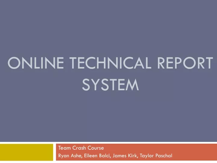 online technical report system