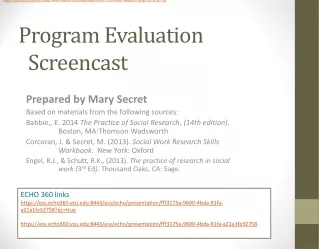 Program Evaluation Screencast