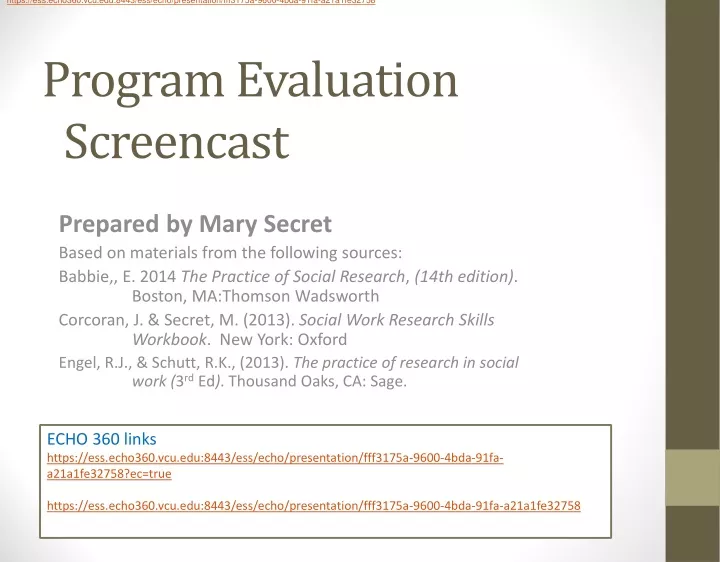program evaluation screencast