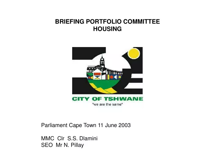 briefing portfolio committee housing