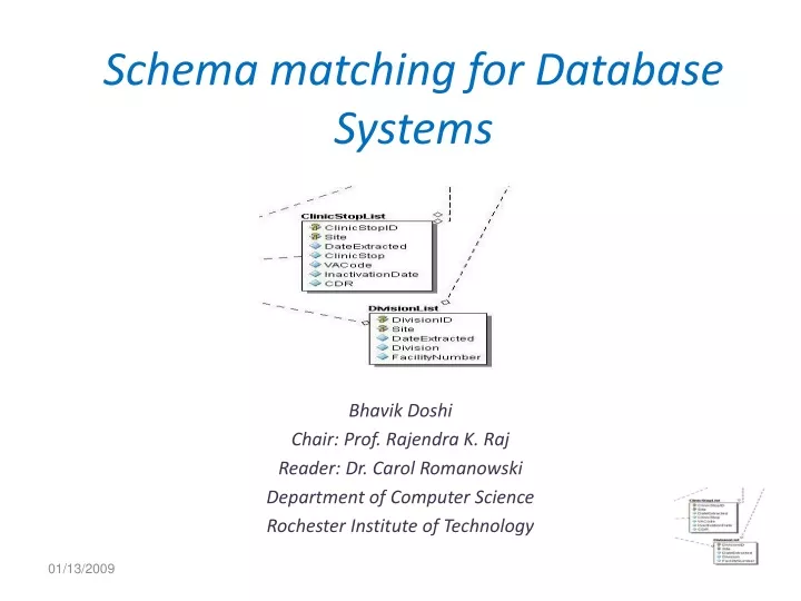 schema matching for database systems