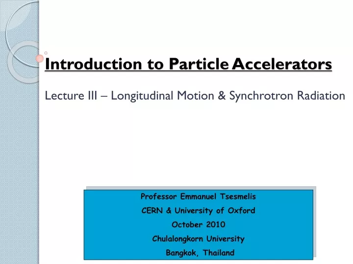 introduction to particle accelerators