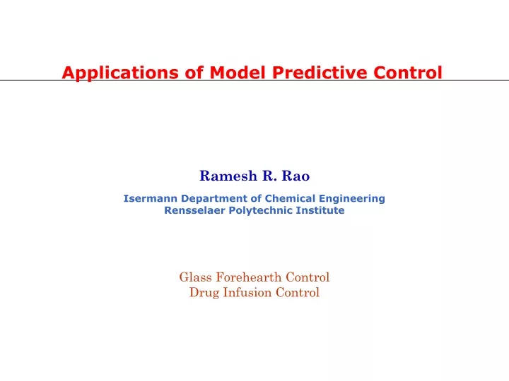 applications of model predictive control