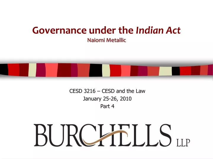 governance under the indian act naiomi metallic