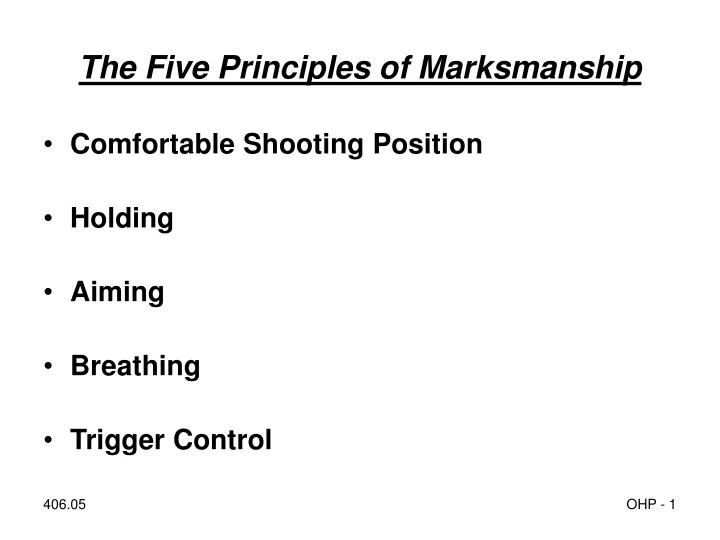 the five principles of marksmanship