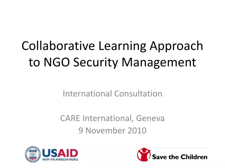 collaborative learning approach to ngo security management