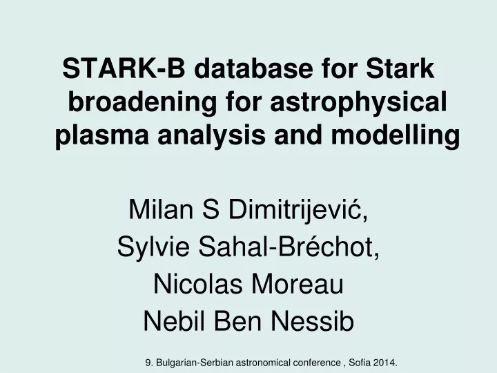 stark b database for stark broadening