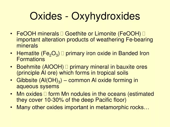 oxides oxyhydroxides