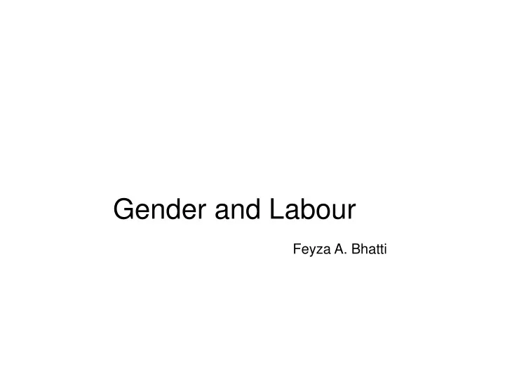 gender and labour