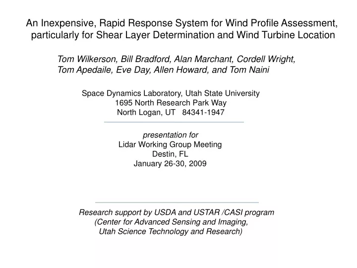 an inexpensive rapid response system for wind