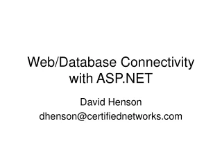Web/Database Connectivity  with ASP.NET