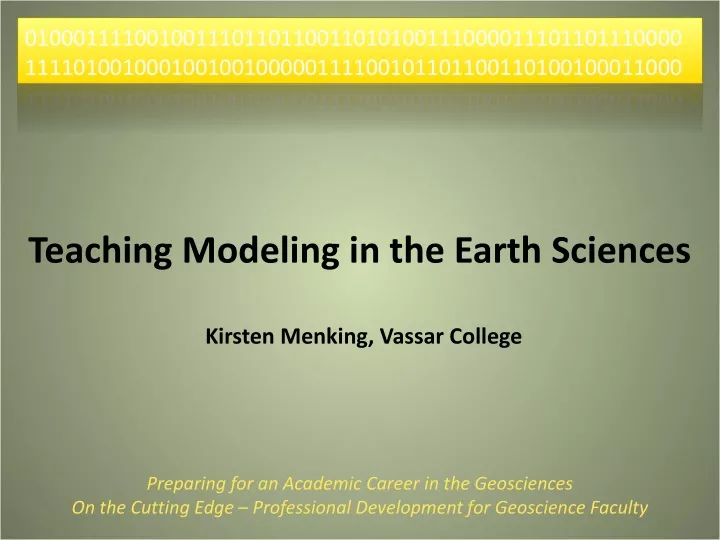 teaching modeling in the earth sciences