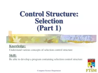 Control Structure: Selection (Part 1)
