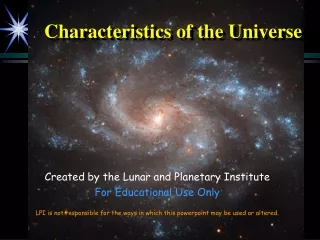 Characteristics of the Universe