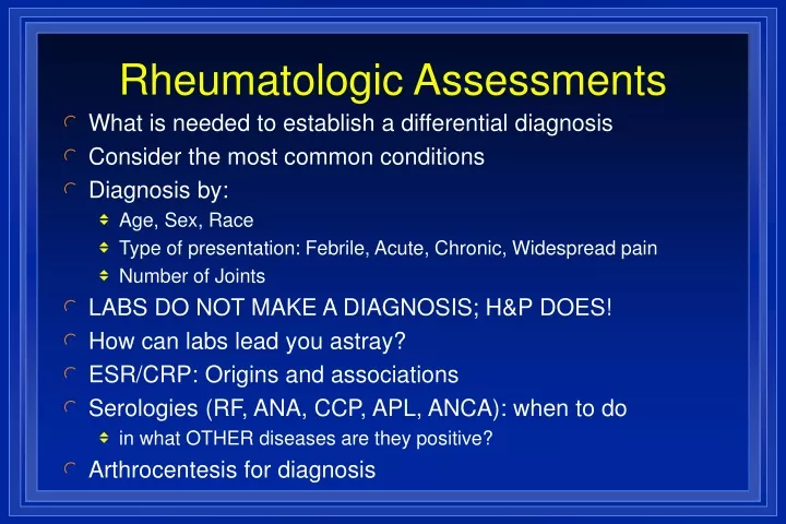 rheumatologic assessments