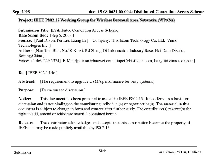 project ieee p802 15 working group for wireless