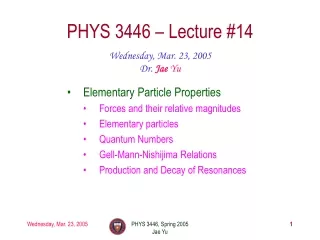 PHYS 3446 – Lecture #14