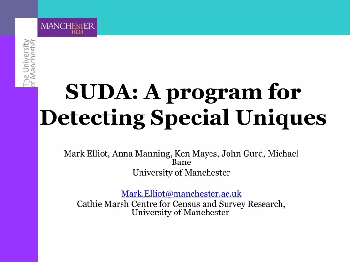suda a program for detecting special uniques