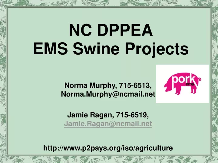 nc dppea ems swine projects