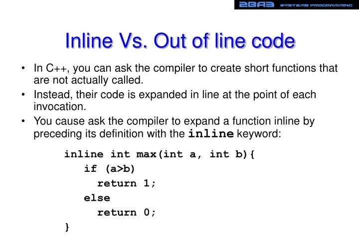 inline vs out of line code