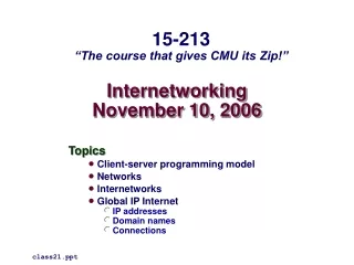 Internetworking November 10, 2006