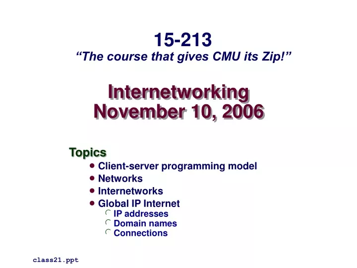 internetworking november 10 2006
