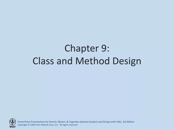 chapter 9 class and method design
