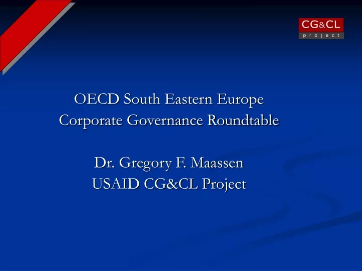 oecd south eastern europe corporate governance
