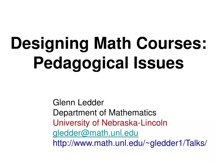 designing math courses pedagogical issues
